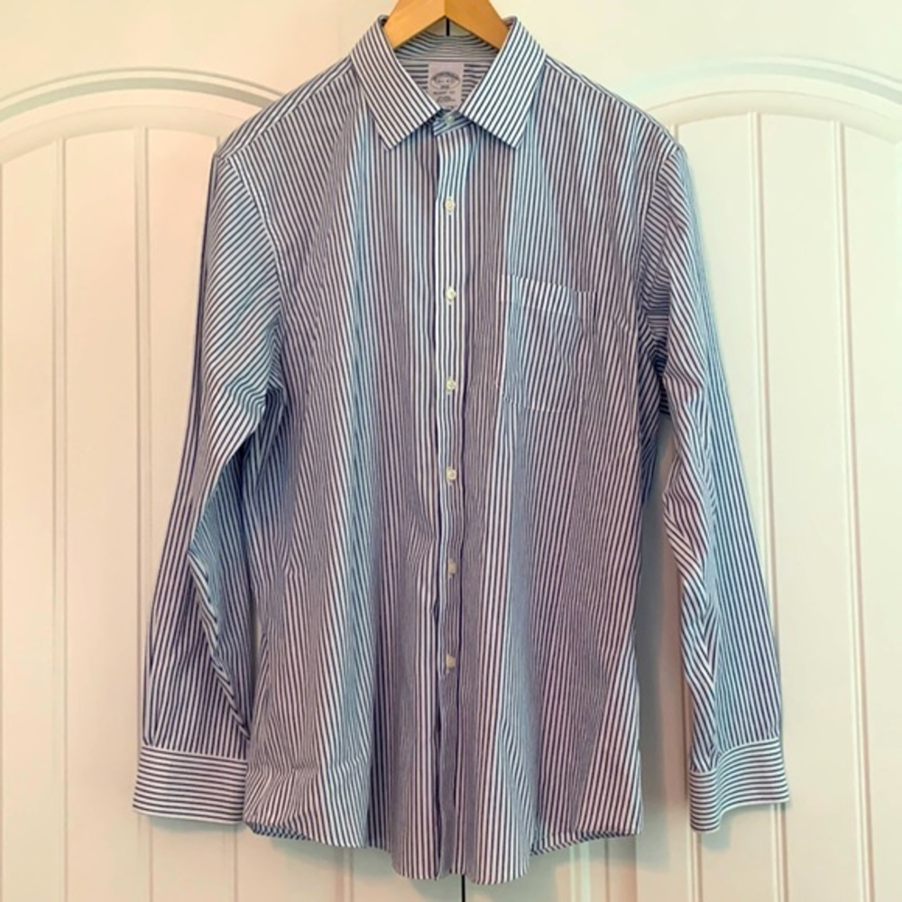 B rook Brothers Classic Blue Striped Men's Shirt